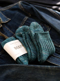 Faded denim 60-gauge chunky knit ankle socks