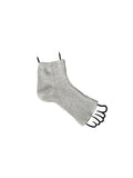 Linen sandals and socks that reveal toes