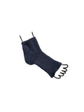 Linen sandals and socks that reveal toes