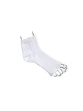 Linen sandals and socks that reveal toes